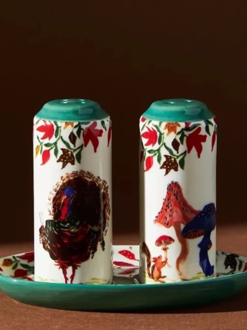 NIB Anthropologie Inslee Fariss Autumn Turkey Salt Pepper Shakers  Thanksgiving
